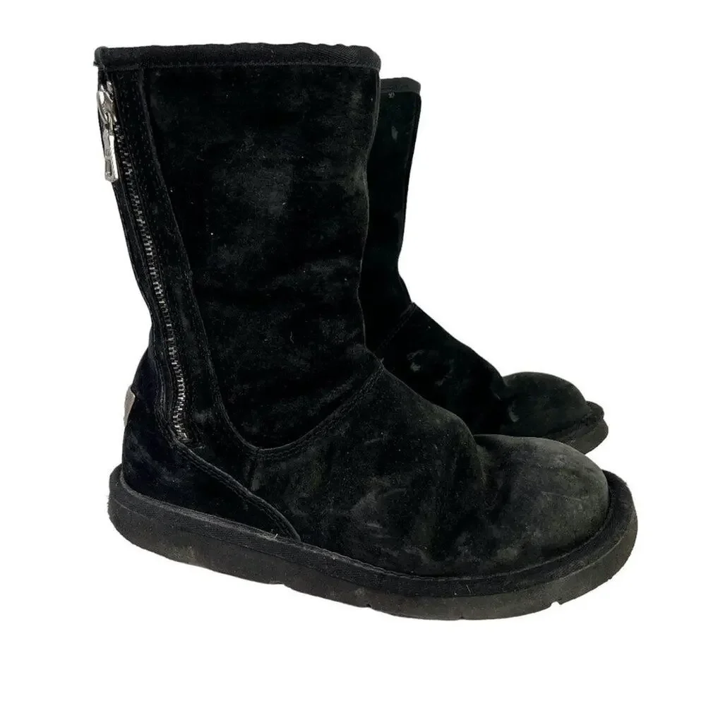 Ugg Australia Womens 5116 Mayfaire Black Side Zip Suede Genuine Leather Boots 6